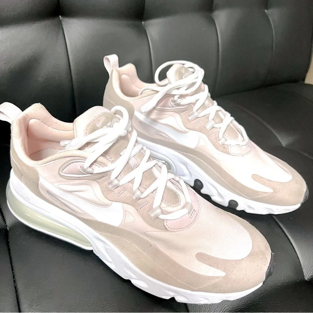 Nike Air Max 270 React Womens Barely Rose White Black size 11